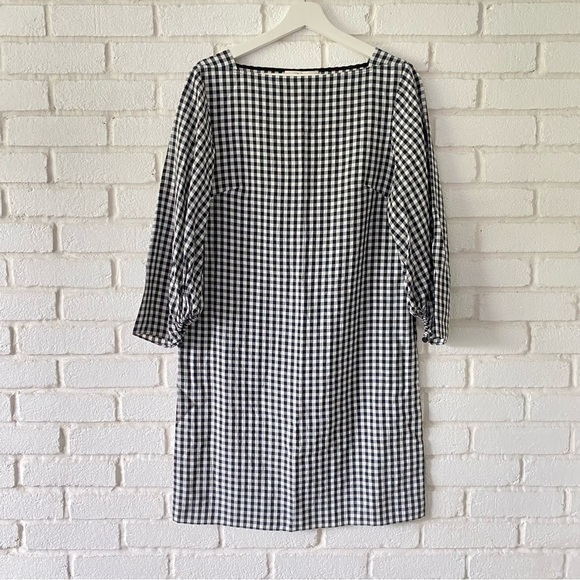 Tibi Black White Gingham Print Shift Dress Checkered Women’s Size 4 - Picture 2 of 12